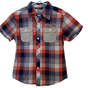 GUESS JEANS Short Sleeve Button Front Plaid Shirt Size 5/6